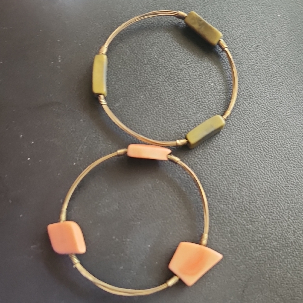 Gold and Green Geometric Bracelets